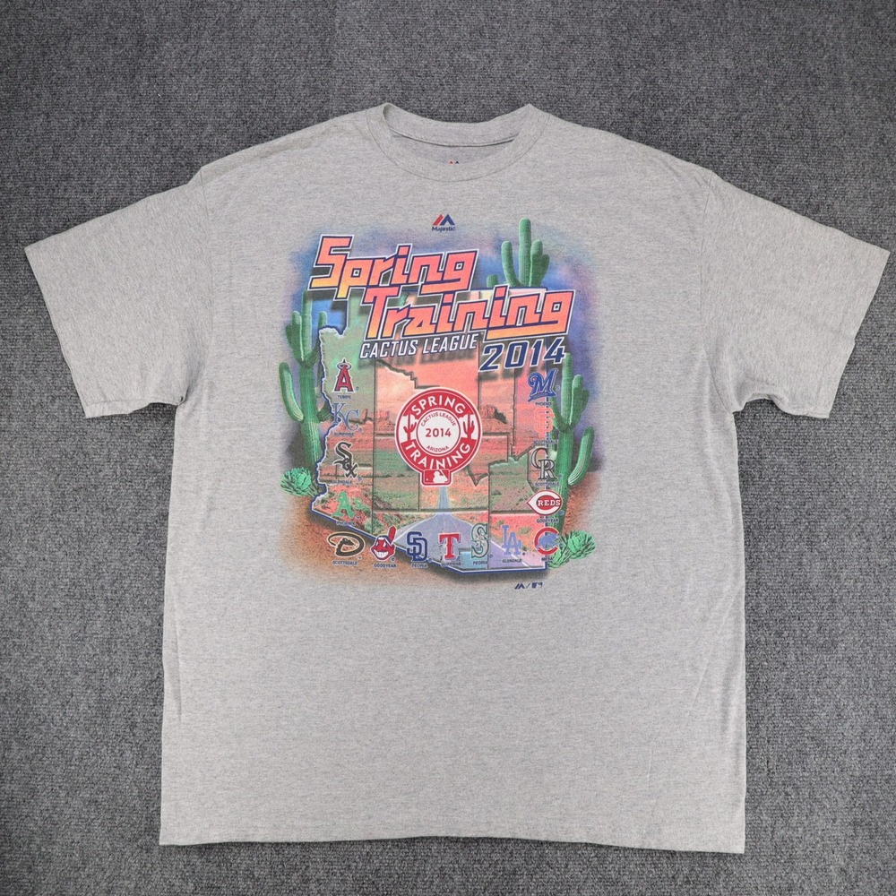 Majestic MLB Spring Training Cactus League 2014 Mens Graphic T-Shirt Gray XL